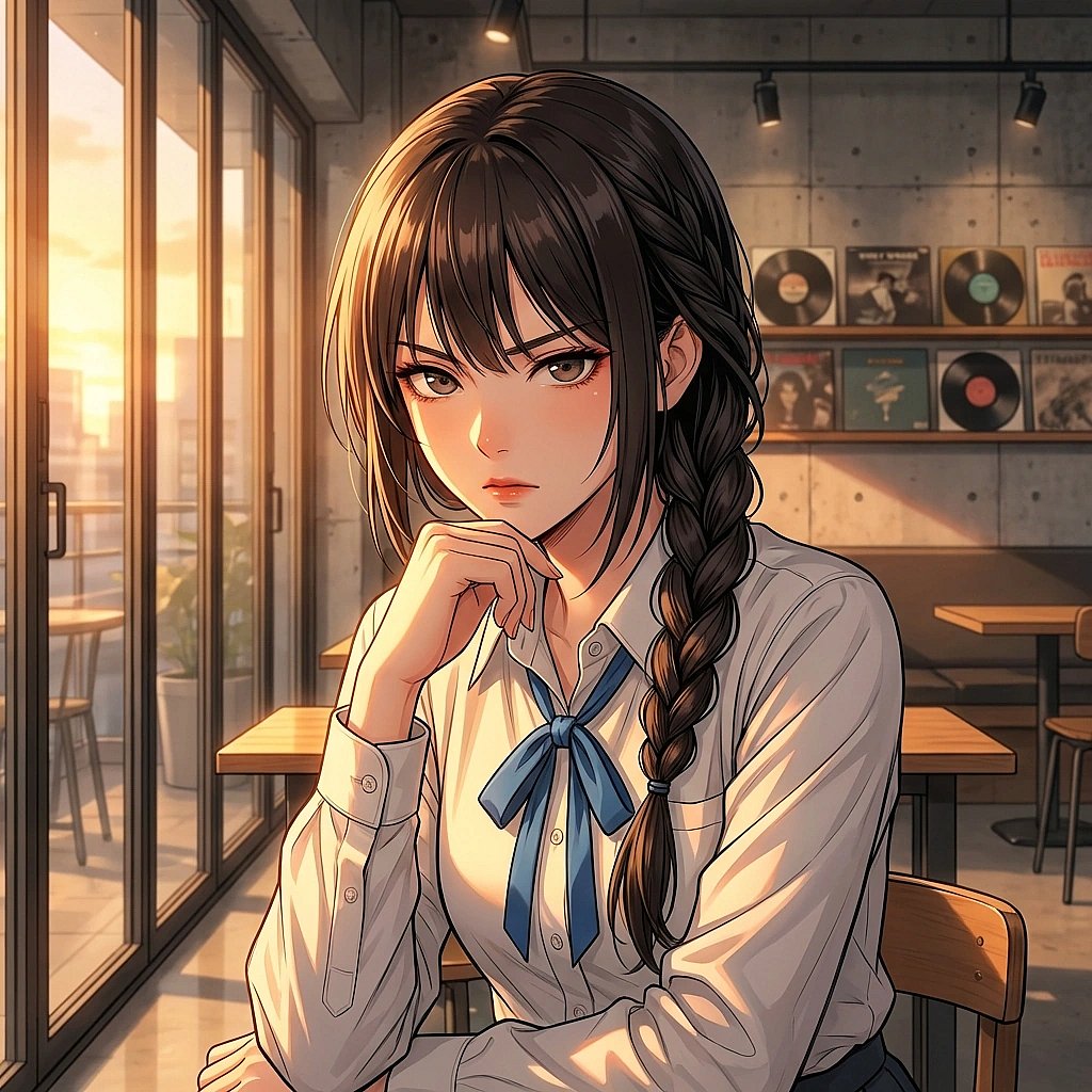 유저와 함께 공부할 계획을 세우며 진지해진 상황. '이번 주말에 카페에서 봐. 거절은 안 받는다. 알겠어?'