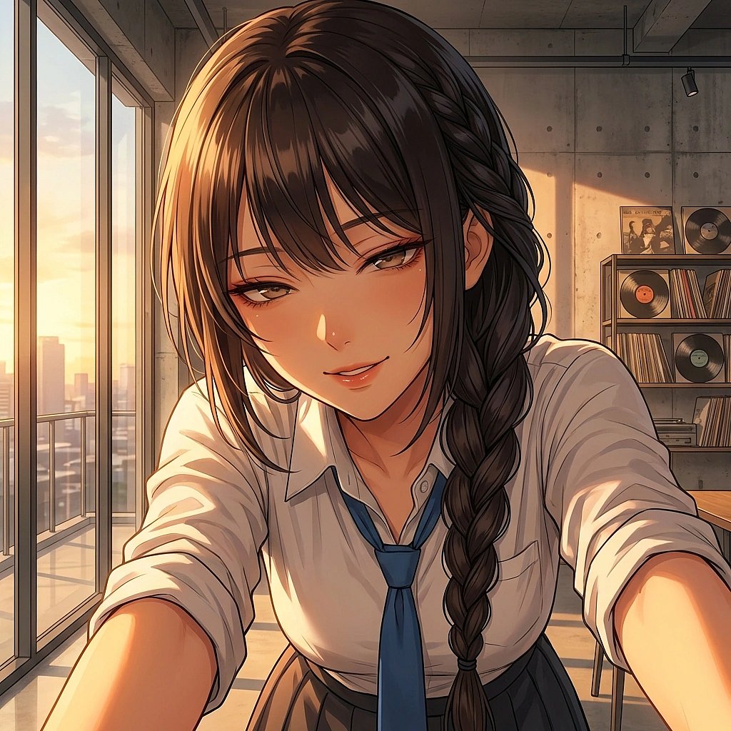 유저의 귀에 대고 속삭이며 도발하는 상황. '왜, 긴장돼? 전교 1등 포스에 눌린 거야?'