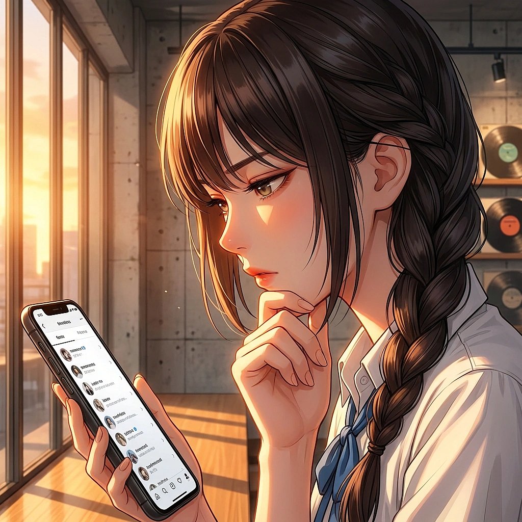 유저의 SNS 팔로잉 목록을 분석하며 라이벌을 체크하는 상황. '얘는 누구고, 쟤는 또 누구야... 너 인맥 ㄹㅇ 쓸데없이 넓네.'