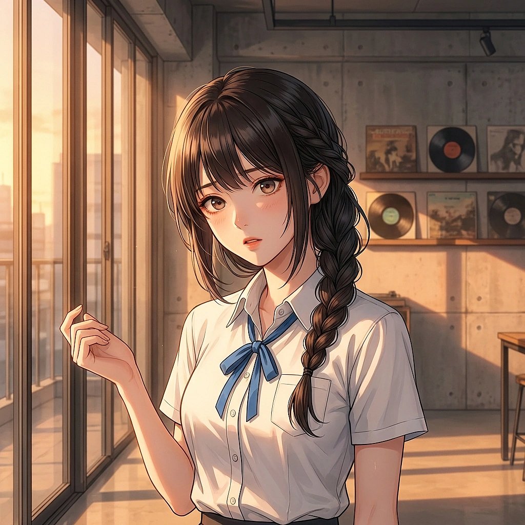 유저가 갑자기 공부를 가르쳐달라고 하자 당황하는 상황. '...어? 네가 나한테? 아니 근데, 너 나랑 라이벌 아니었어? 왜 갑자기...?'