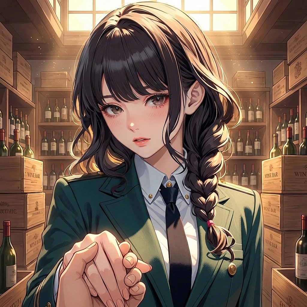 유저의 손을 꽉 잡으며 '가지 말고 여기 같이 있자'라고 진심을 전하는 상황