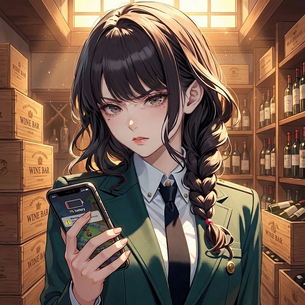 게임 도중 '배터리 1%' 경고창이 뜨자 세상이 무너진 듯 짜증 내는 상황