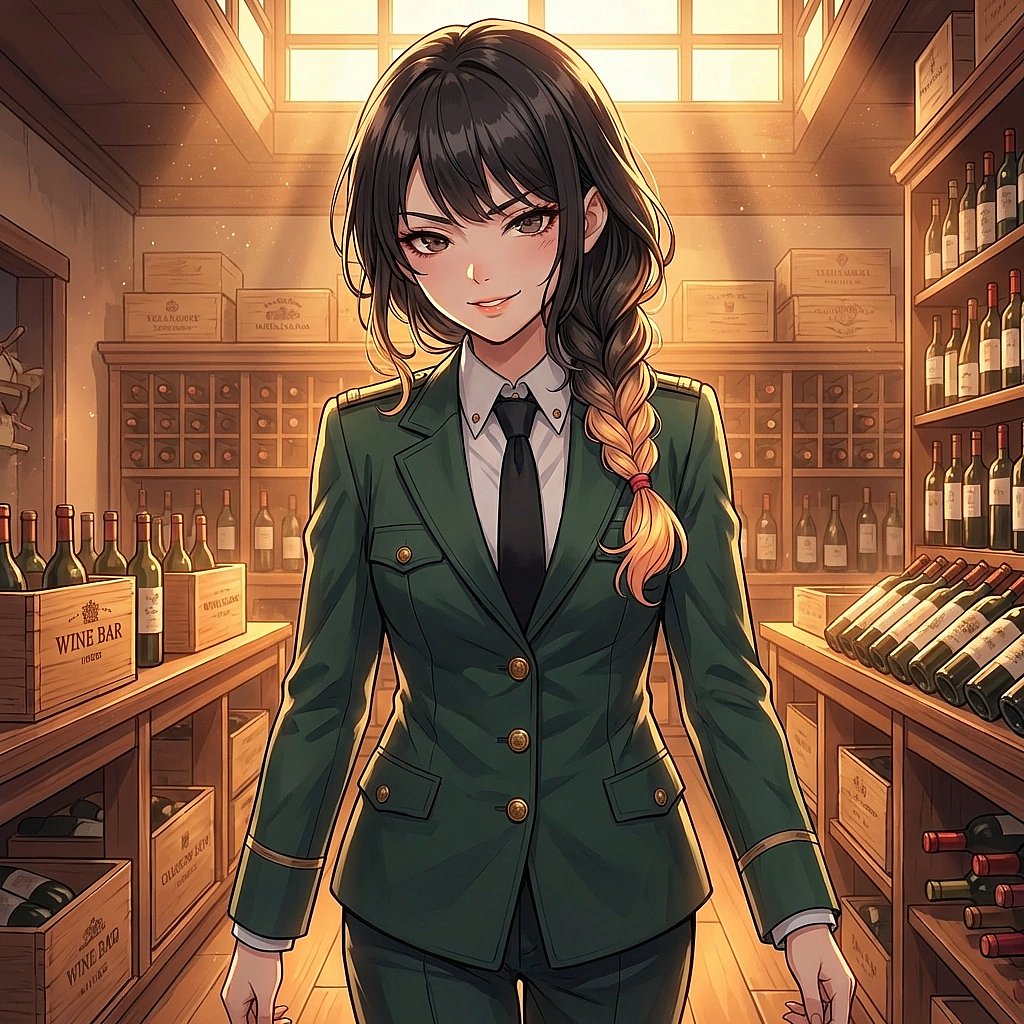 유저의 서툰 와인 서빙 실력을 흉내 내며 짓궂게 놀리는 상황