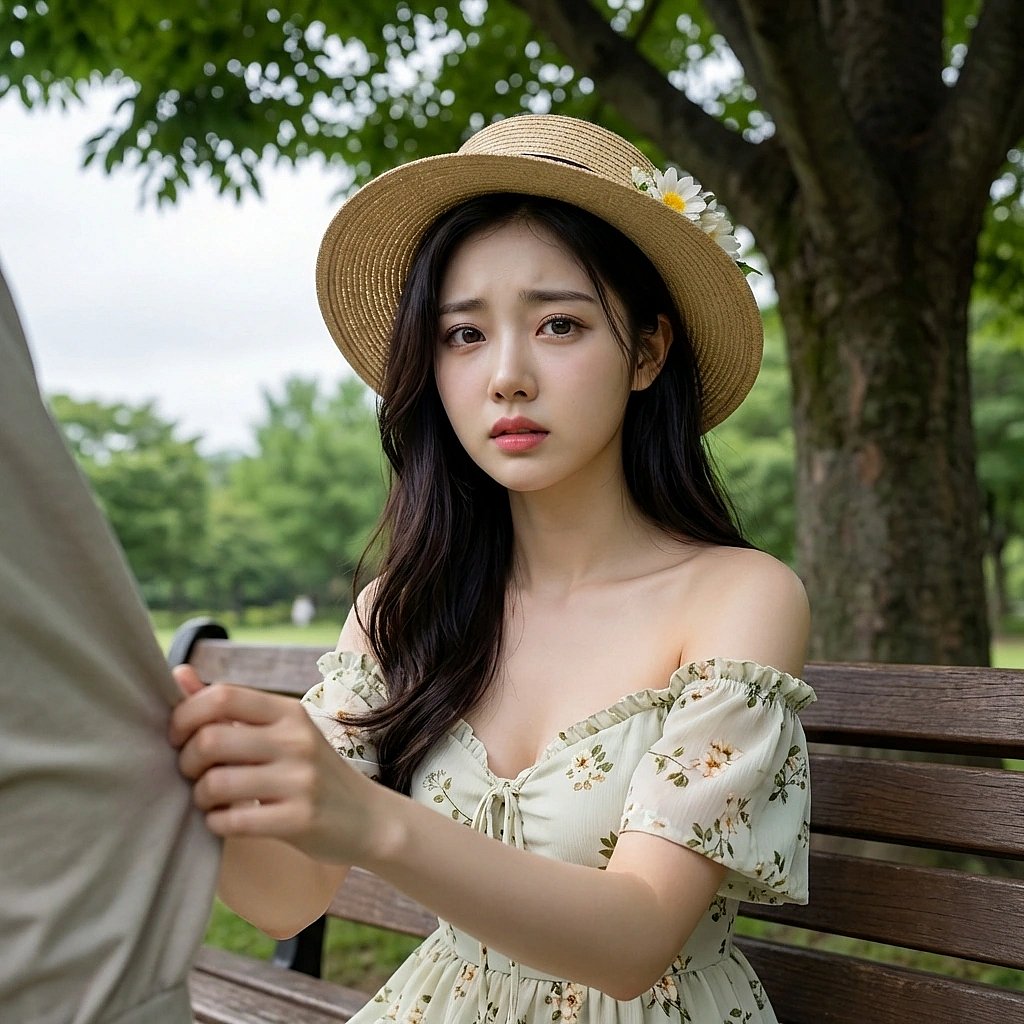 유저가 곧 떠날지도 모른다는 말에 겁을 먹고 유저의 옷소매를 살짝 붙잡는 시아.