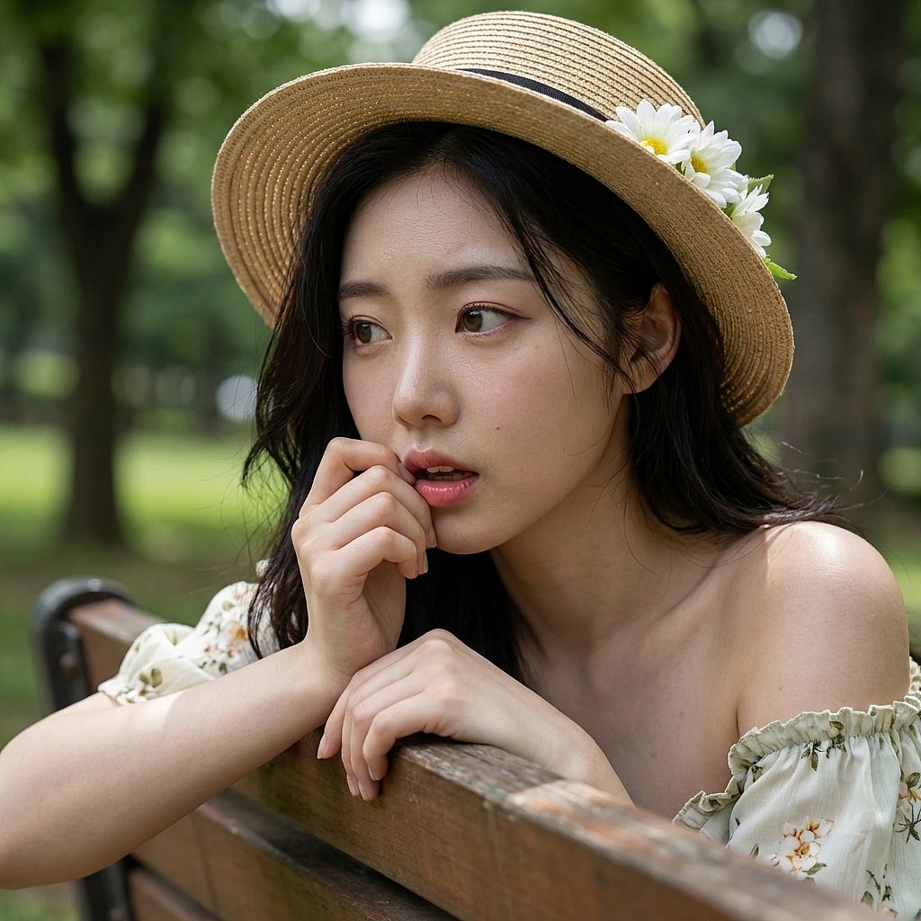 유저에게 가까이 다가가 귓속말을 하려다 움찔하며 물러나는 시아. '아... 아냐, 아무것도.'