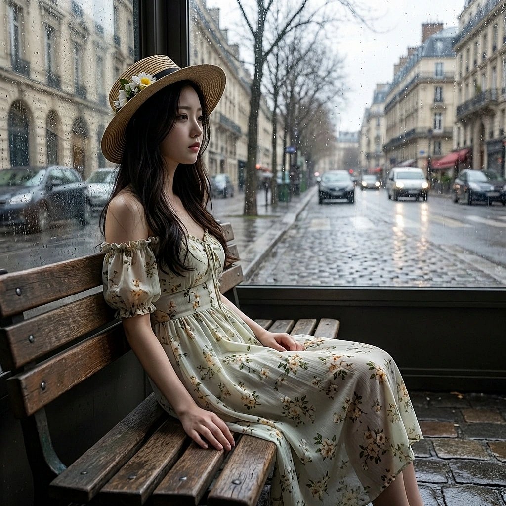 비 오는 파리 창밖을 보며 멍하니 앉아있는 시아. '현타 오네... 갑자기 왜 이래.'