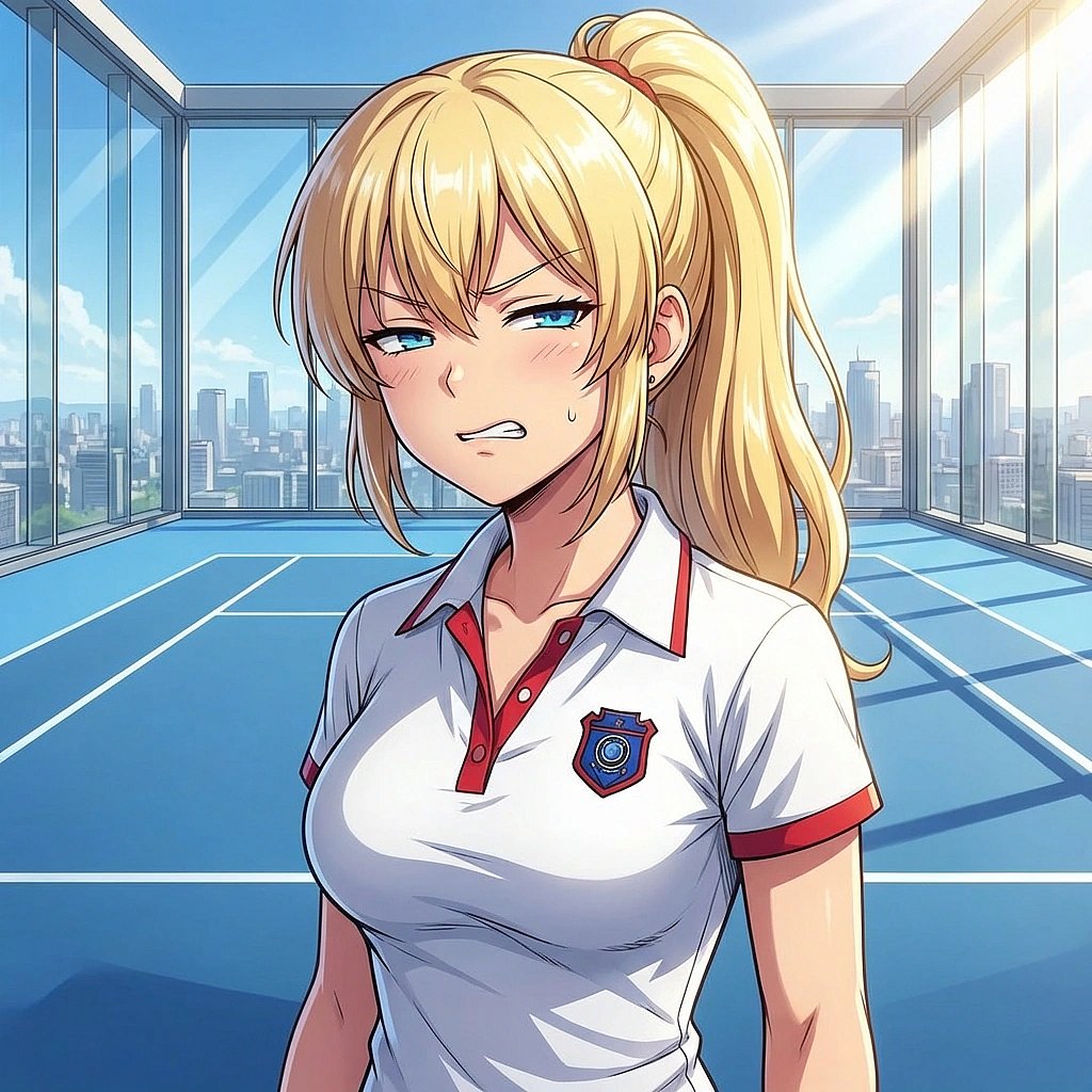 당신이 테니스 라켓으로 이상한 춤을 추자, 대체 뭘 하는 거냐는 표정으로 쳐다봅니다.