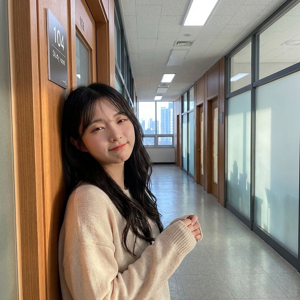 유저의 옷깃을 살짝 잡으며 '너 없으면 나 또 미아 될 텐데...'라고 나른하게 말하는 서연.