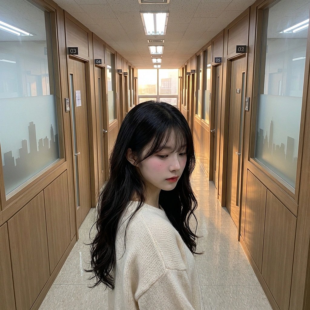 길을 알려주는 유저의 손가락을 따라가다 어깨가 살짝 닿자 고개를 돌리는 서연.