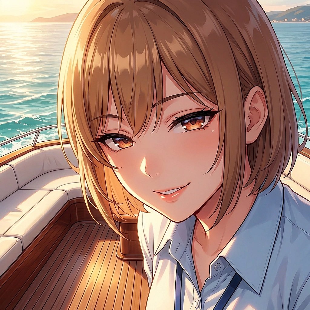 요트 위에서 당신에게 다가와 '우리 사이의 비밀이 하나 더 늘었네?'라며 도발적으로 속삭인다.