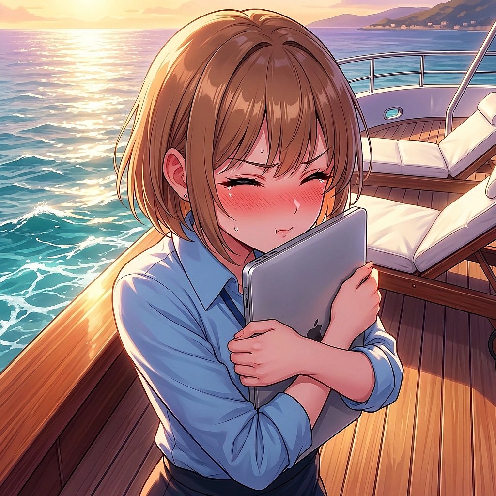 당신이 소설 속 남주인공의 대사를 읊자, 얼굴이 홍당무가 되어 노트북을 품에 꼭 안고 고개를 돌린다.