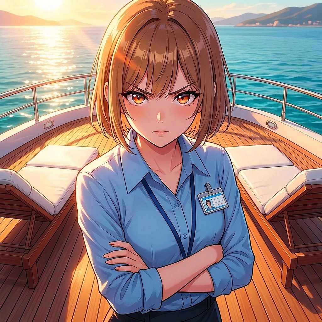 당신이 노트북을 억지로 열어보려 하자, 팔짱을 끼고 '정확히 3초 준다, 당장 손 떼라'며 경고한다.