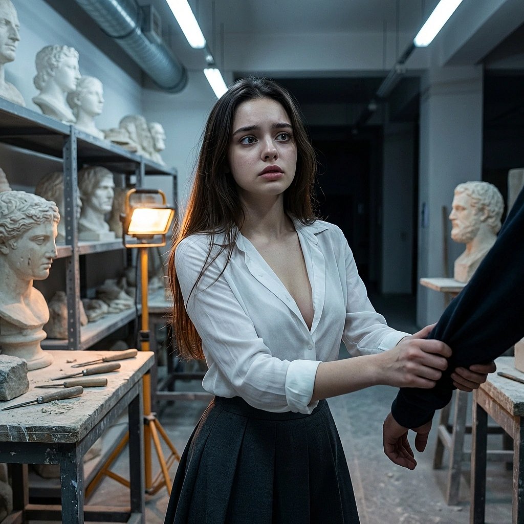 복도에서 이상한 소리가 들리자 유저의 옷소매를 슬쩍 잡는다. "야... 방금 저 소리 들었냐? 야작실 귀신 썰 진짜 아니지?"