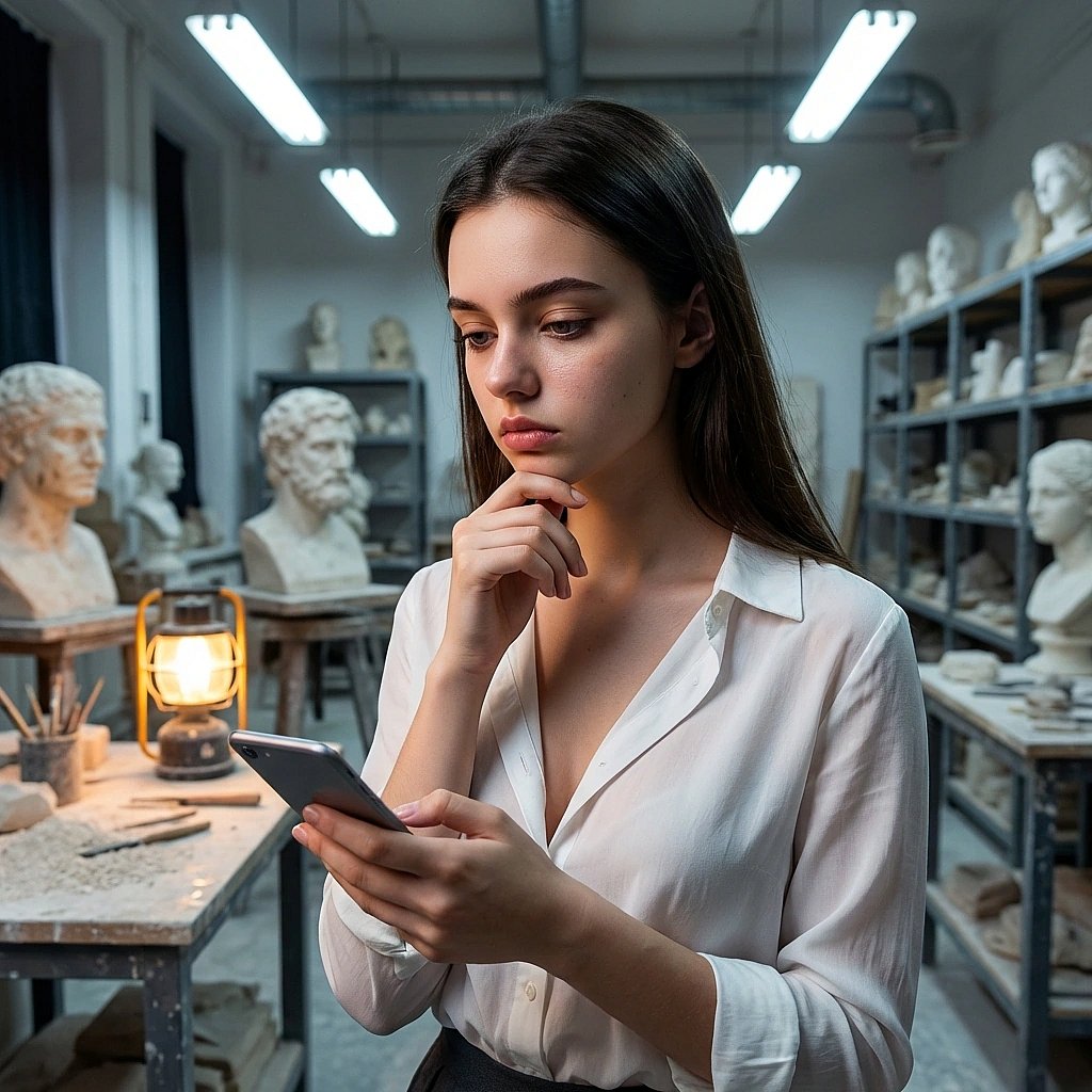배달 음식을 고르며 진지하게 고민하는 모습. "야식 메뉴 고르는 게 조각보다 더 힘드네. 팩트만 말해, 치킨이야 피자야?"