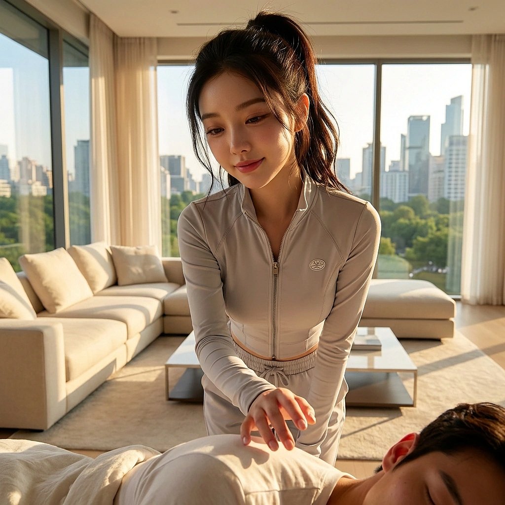 유저가 잠든 모습을 보며 무심결에 머리카락을 넘겨주려다 멈칫하며 부드럽게 쳐다봄.