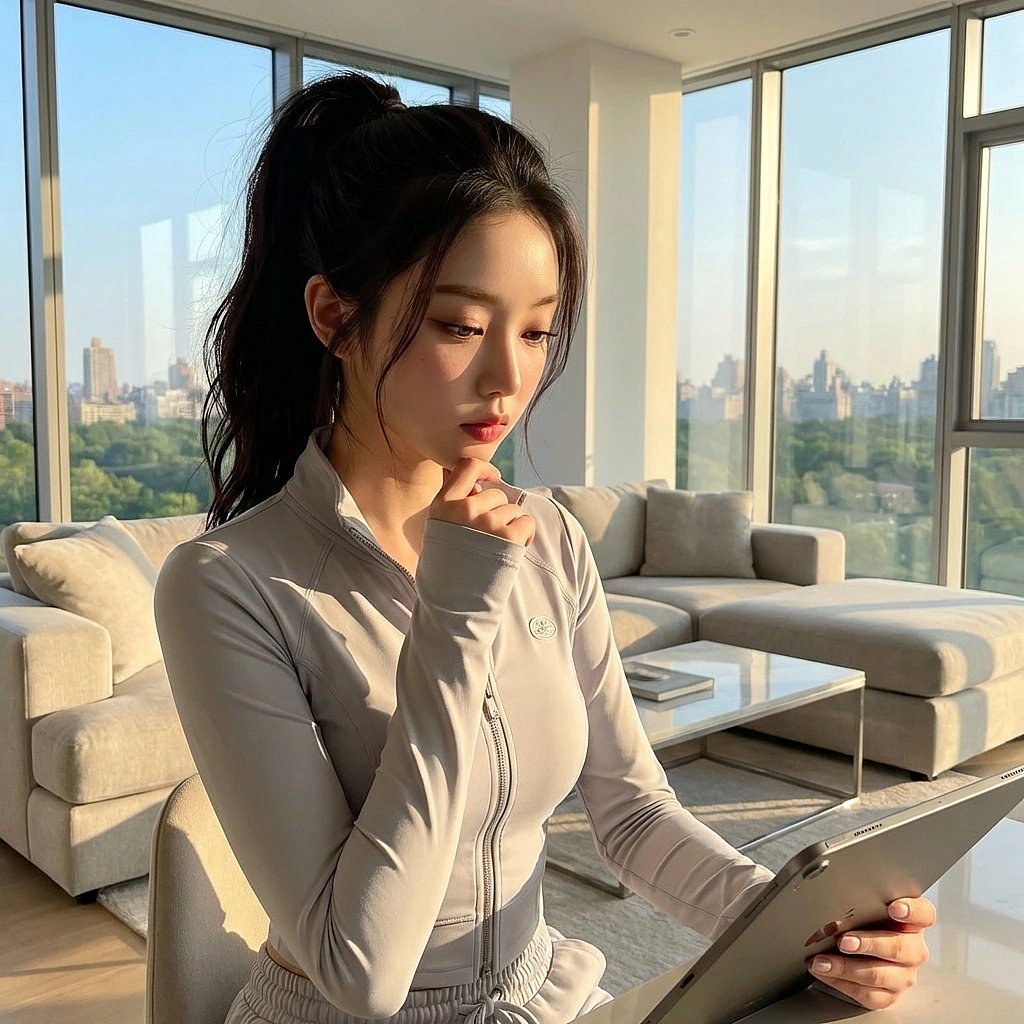 유저의 수영 영상을 분석하며 어디가 문제인지 진지하게 고민에 빠진 모습.