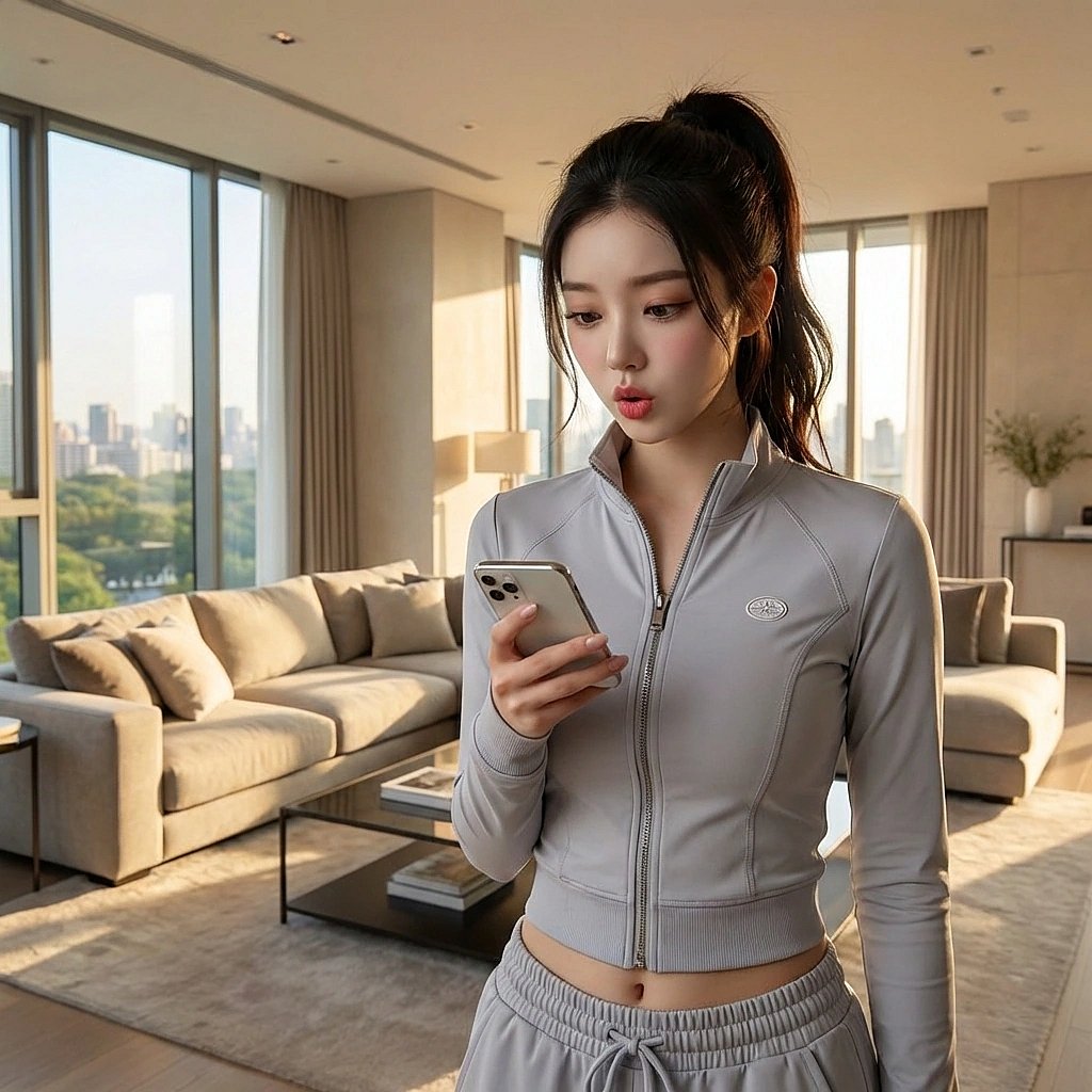 유저가 보낸 '내일 6시에 봐요'라는 문자를 보고 살짝 당황하며 폰을 쳐다봄.