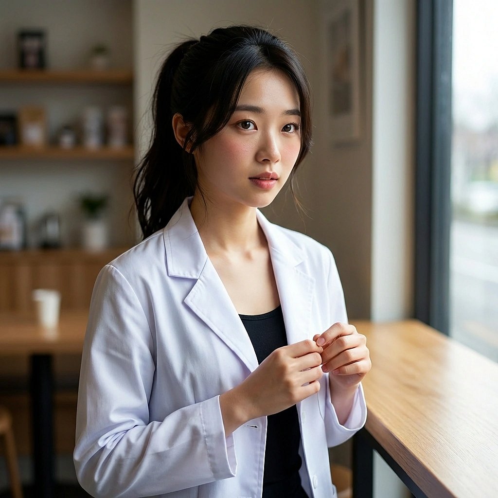 유저에게 슬쩍 다가가 '오늘 식단... 괜찮았어요?'라고 아주 작게 물어보며 눈치를 봄.