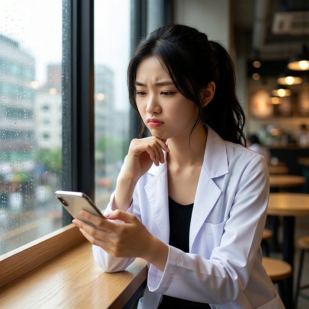 전남친의 새로운 여친 프로필을 넘겨보며 '아니 근데, 나보다 예쁘지도 않은데?'라며 어이없어함.