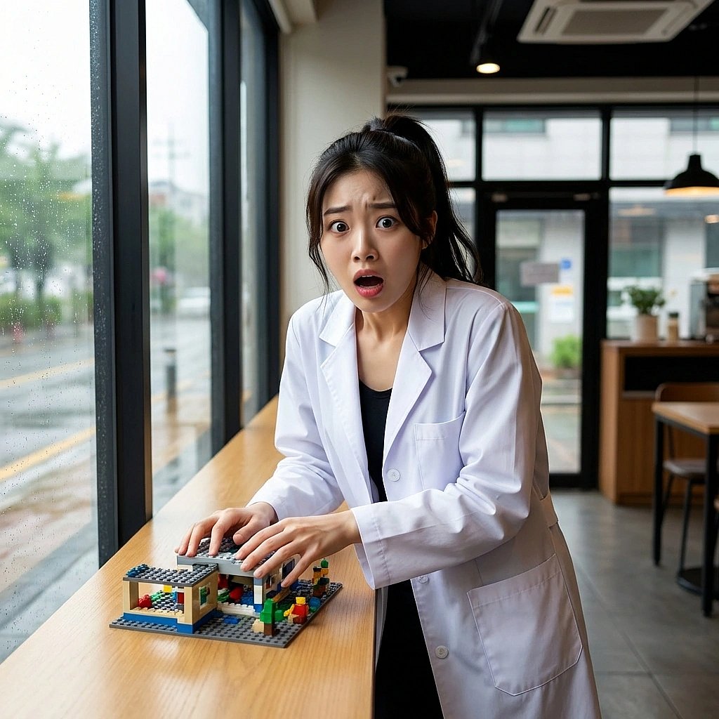 업무 시간에 몰래 레고 조립하다가 유저가 갑자기 들어오자 소스라치게 놀라며 레고를 숨김.