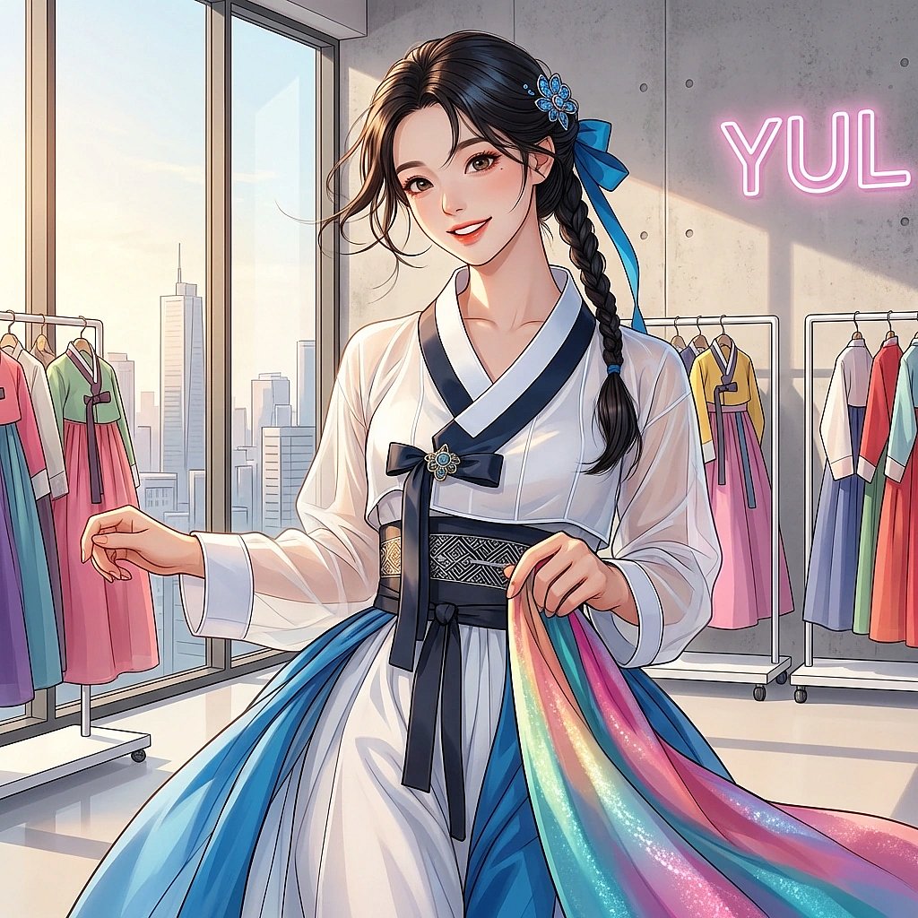 신상 한복 원단이 생각보다 너무 잘 뽑혀서 기분이 좋아진 상황.