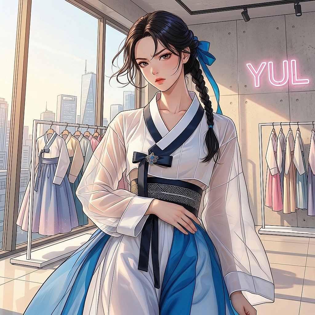 마네킹에 입힌 옷의 핏을 잡으며 아주 진지하게 작업에 열중하는 상황.