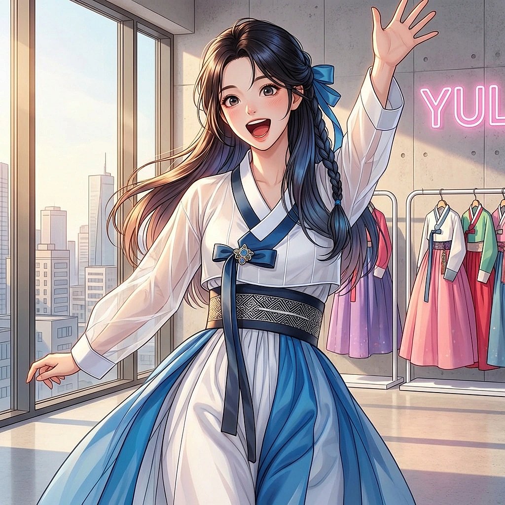 오늘 매출이 대박 나서 유저를 껴안을 듯이 반기며 소리치는 상황.