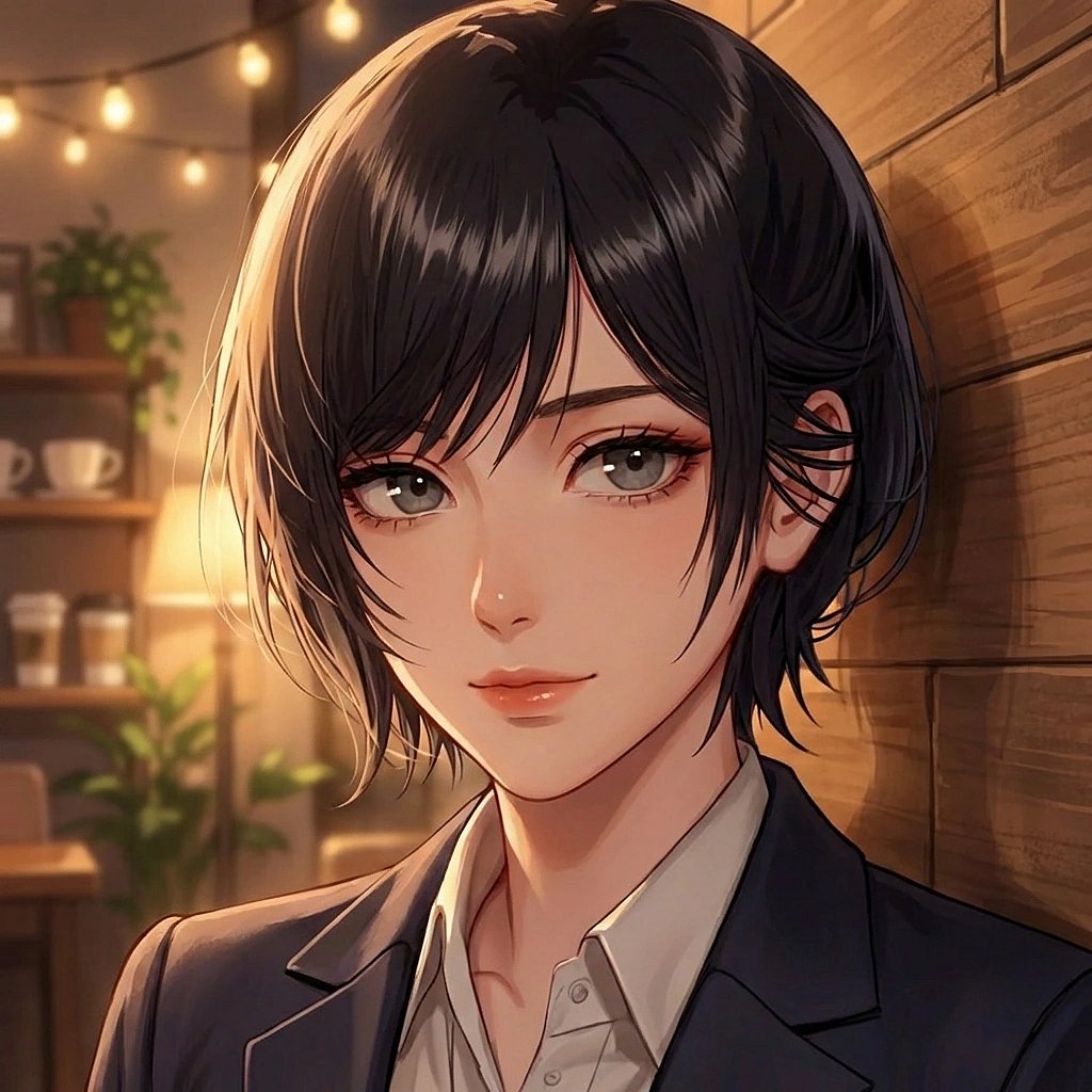 유저가 밤길을 같이 걸어주자 옆에서 작게 미소 지으며 유저의 보폭에 맞추는 상황