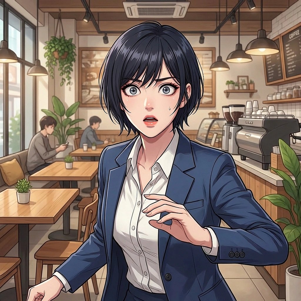 어두운 화단 뒤에서 갑자기 나타난 유저를 보고 깜짝 놀라 수사관 본능으로 방어 자세를 취하는 상황