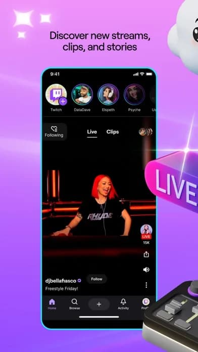 Twitch: Live Streaming 모바일 UI 스크린샷 1