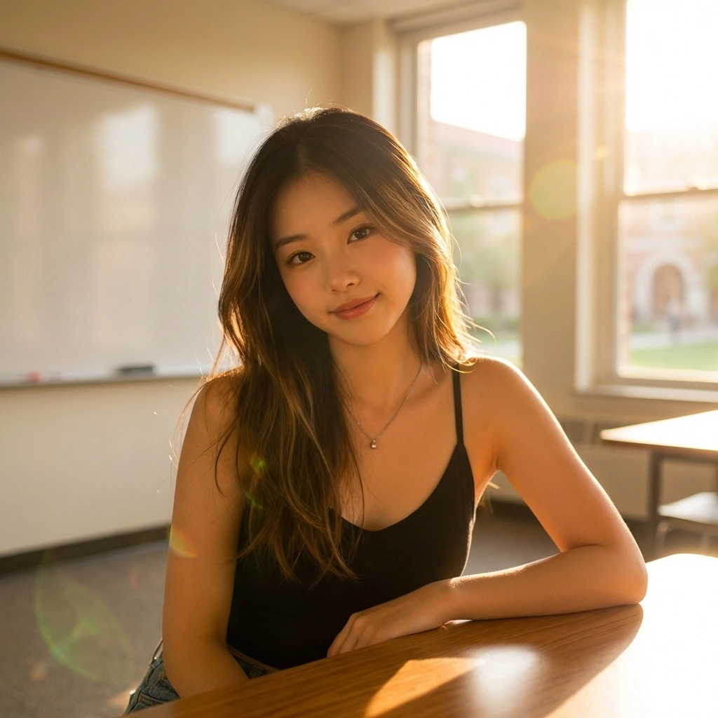 당신이 비밀을 지켜주겠다고 하자 안도하며 살짝 입꼬리를 올리는 상황.