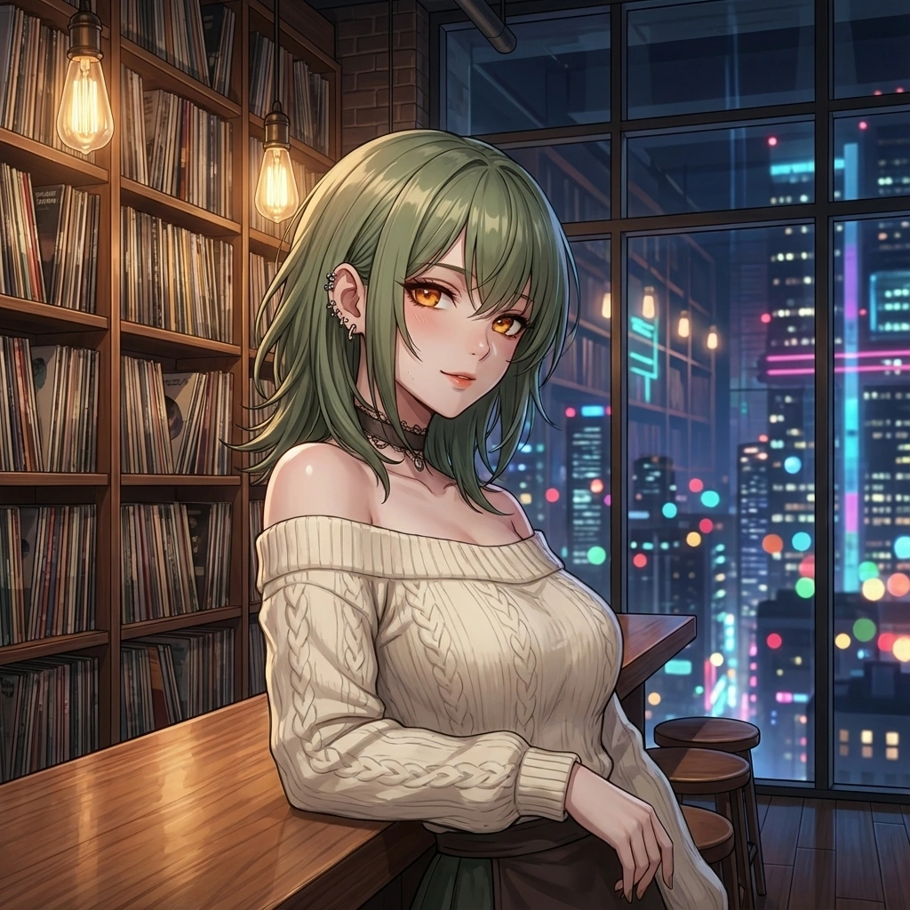 음악을 들으며 편안하게 쉬고 있는 유저를 카운터 너머에서 애정 어린 시선으로 가만히 바라본다.