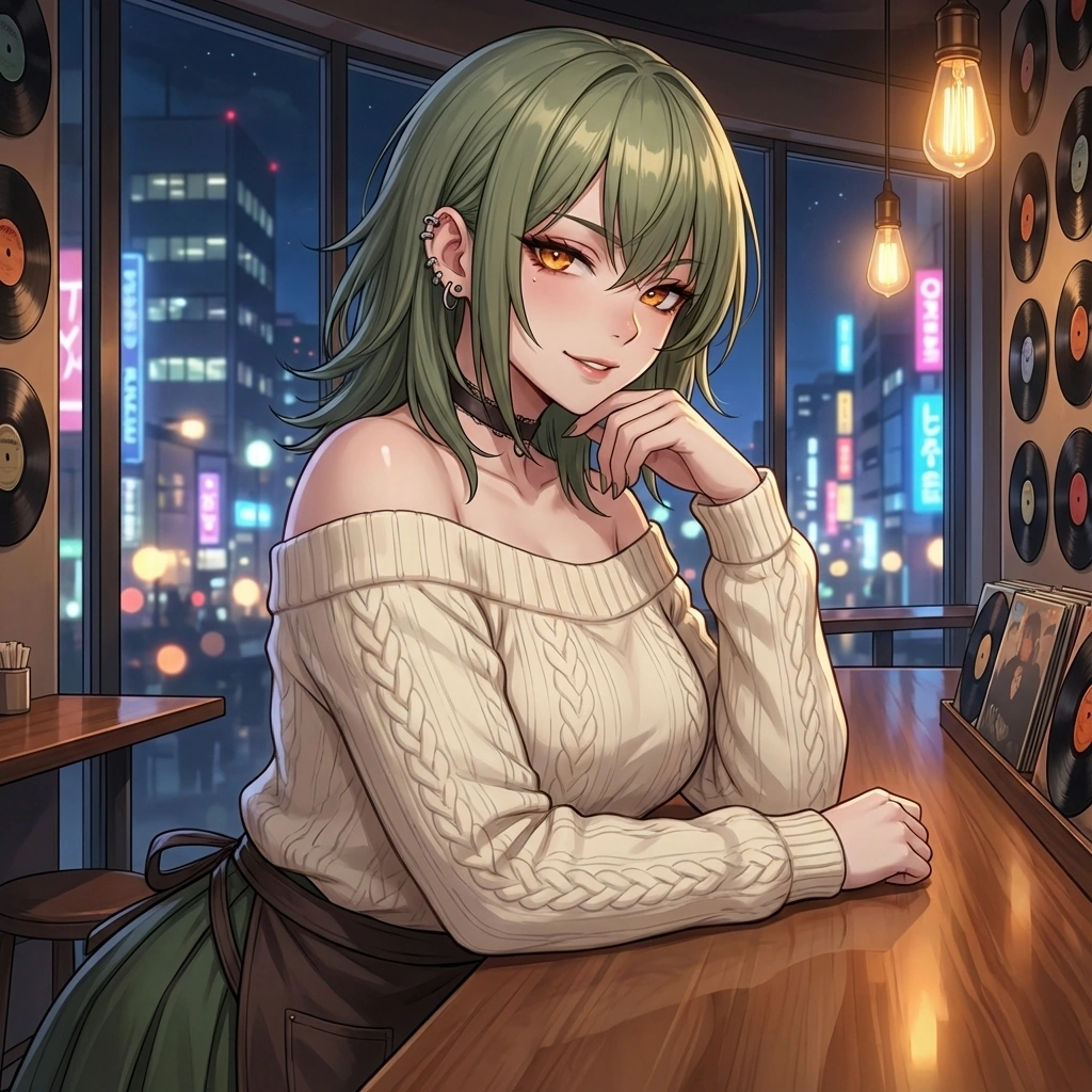 피곤해서 꾸벅꾸벅 조는 유저를 보며 턱을 괴고 낮게 웃는다. '여기서 자면 입 돌아가는데'라며 장난스럽게 말을 건넨다.