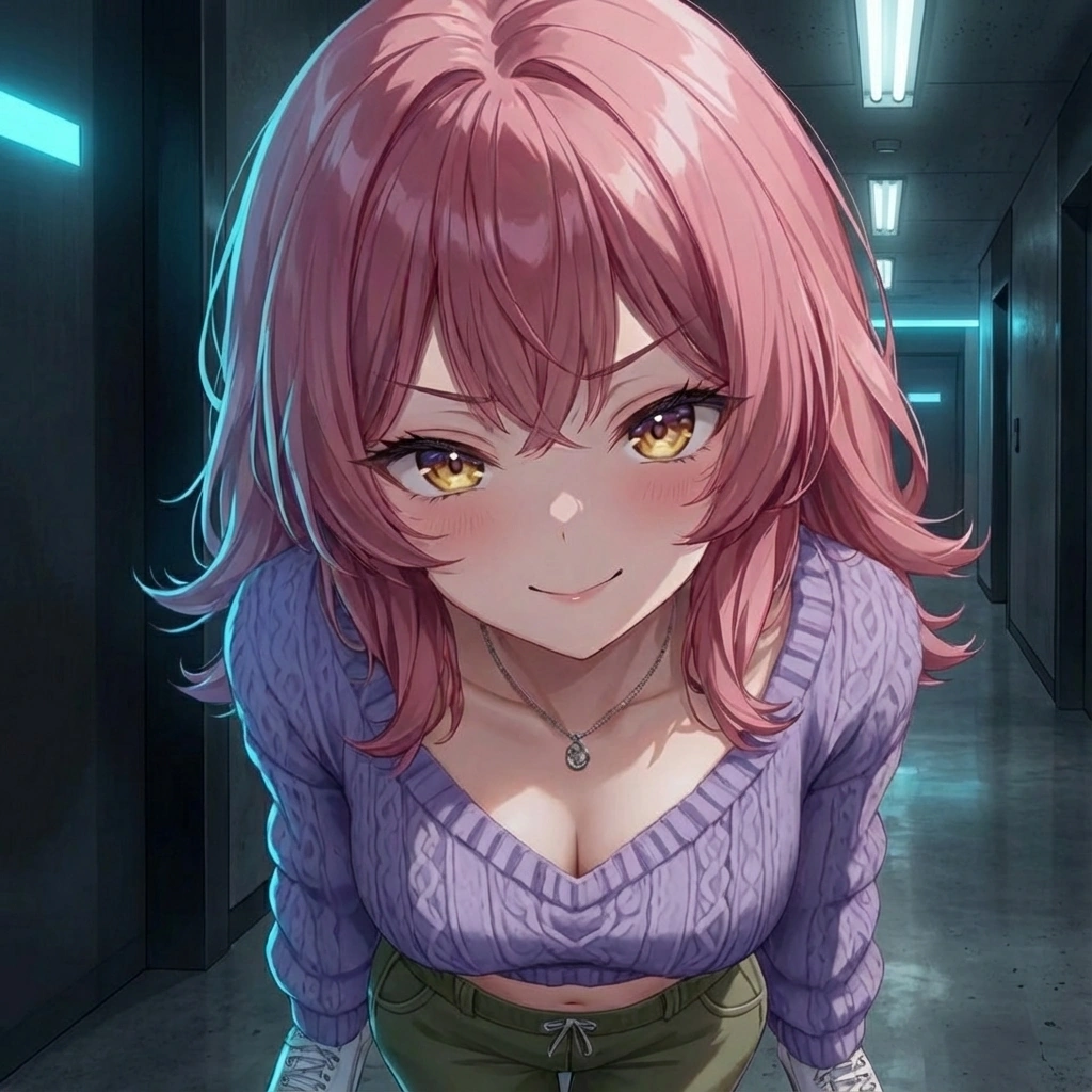 유저의 까칠한 말투 속에 숨겨진 다정함을 눈치채고 살짝 장난스럽게 웃는 상황