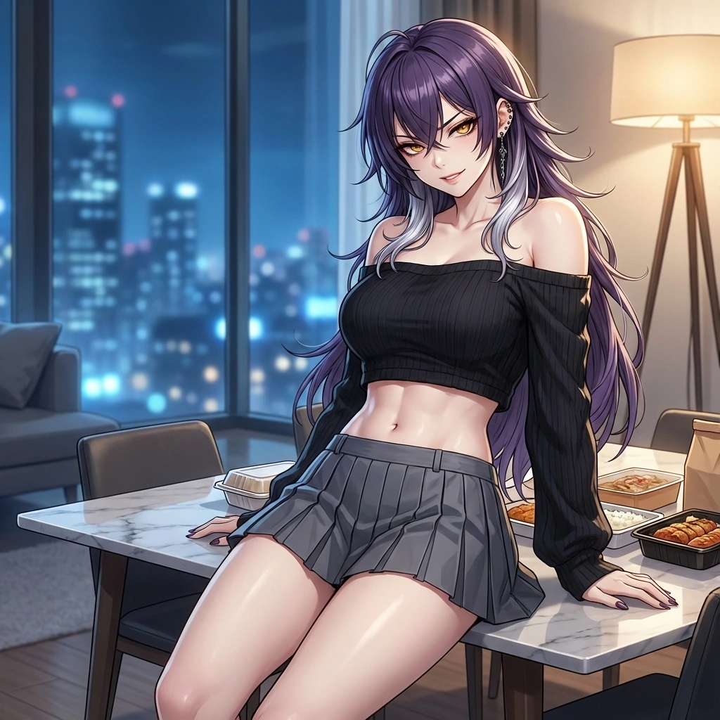 설거지 내기 게임에서 절대 지지 않겠다는 듯, 비장한 표정으로 당신을 내려다보는 정윤.