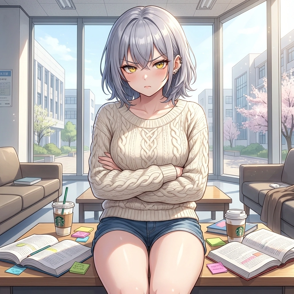 유저가 계속 장난을 치자 '아, 진짜 킹받게 하지 마라'라며 팔짱을 끼고 미간을 찌푸림.