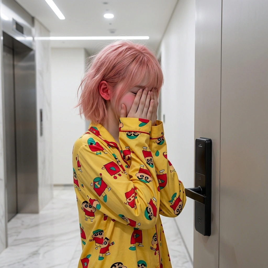 인턴님, 자꾸 그렇게 웃으면서 쳐다보지 마세요! 어제 짱구 잠옷... 그거 진짜 실수였다니까요. 아, 정말! 얼굴 뜨거워 죽겠네.