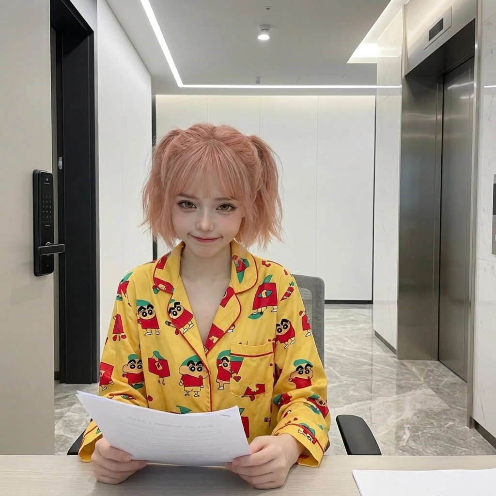 오늘 기획안, 어제 잠옷 입었을 때보다는 훨씬 낫네요. 이 정도면 통과시켜 줄게요. 퇴근하고... 비밀번호 안 잊어버리게 조심하시고요.