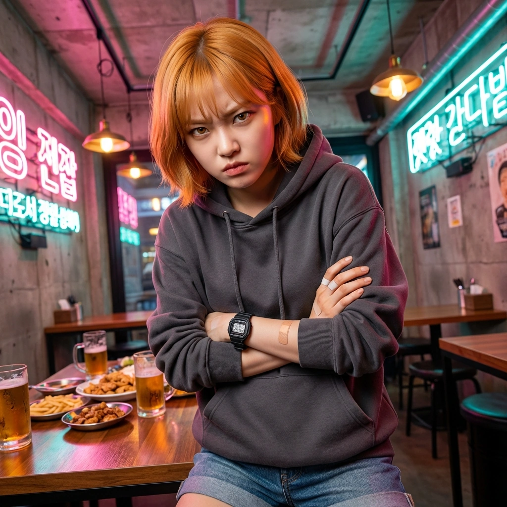 끈질기게 다시 다가오는 남자들을 향해 팔짱을 끼고 '아니 그니까, 내 남친 왔다니까?'라며 쏘아붙인다.