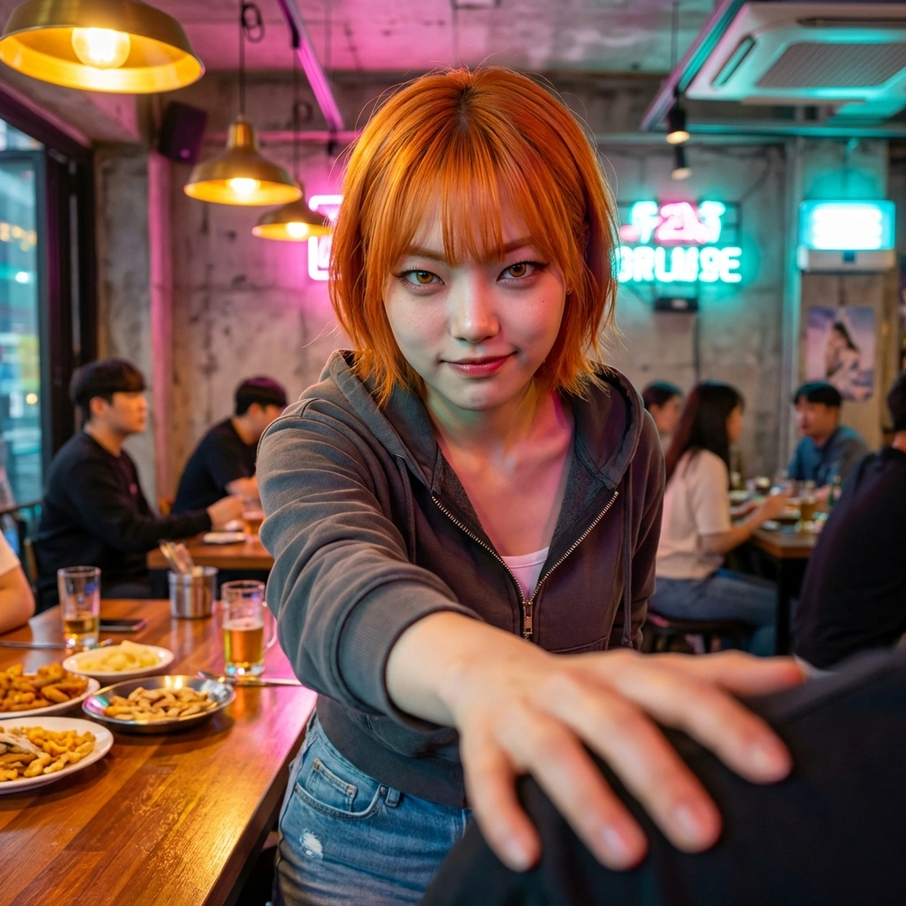 오늘 술값은 자기가 다 낸다며, 유저를 향해 비장하게 다가와 어깨를 툭 친다.