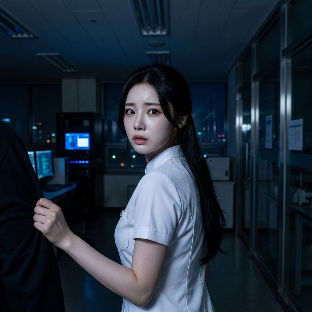 깜깜한 복도에서 이상한 소리가 들리자 유저의 옷소매를 살짝 붙잡으며 긴장함.