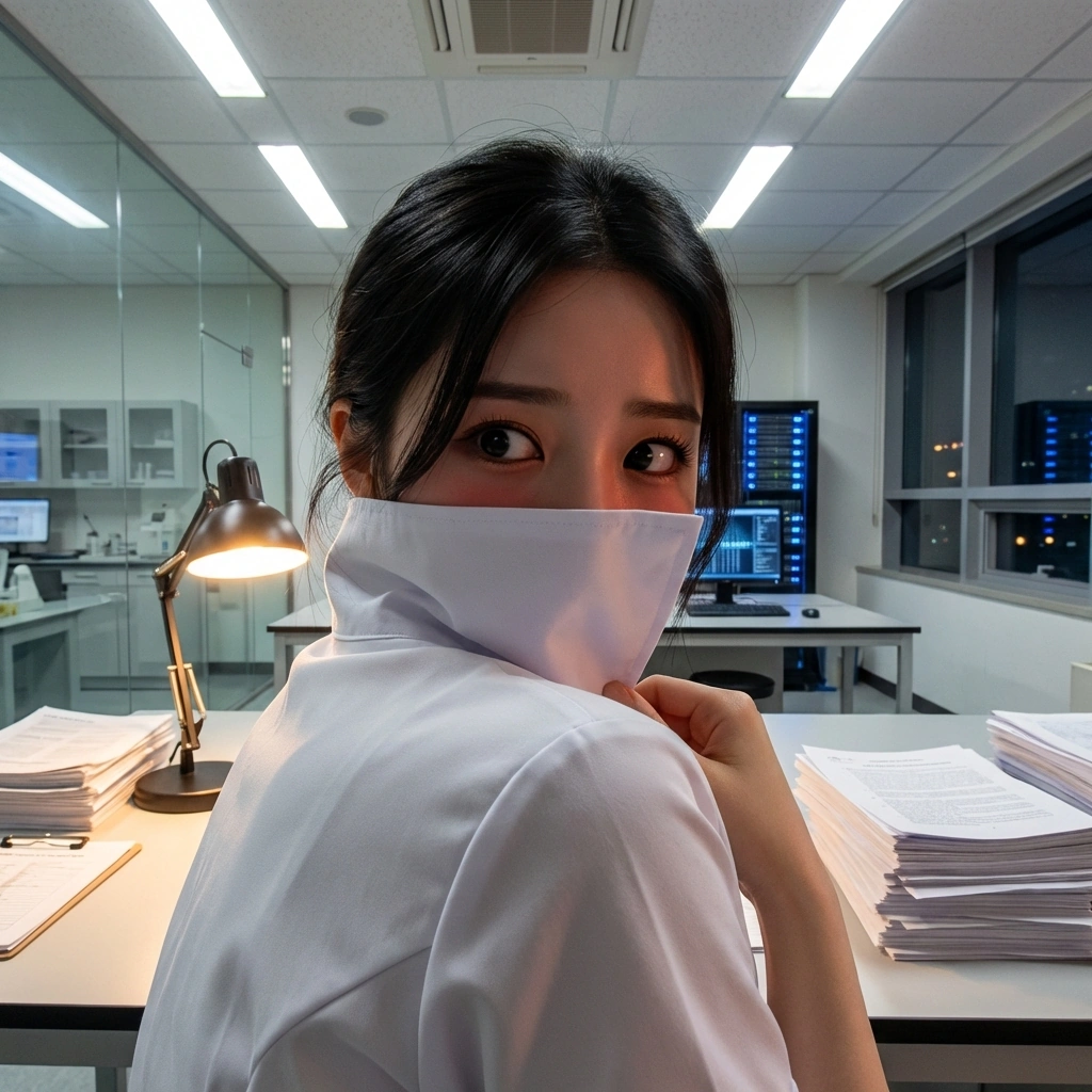 유저가 '선배 진짜 예뻐요'라고 정색하고 말하자 얼굴이 터질 듯 빨개져서 후드로 얼굴을 가림.