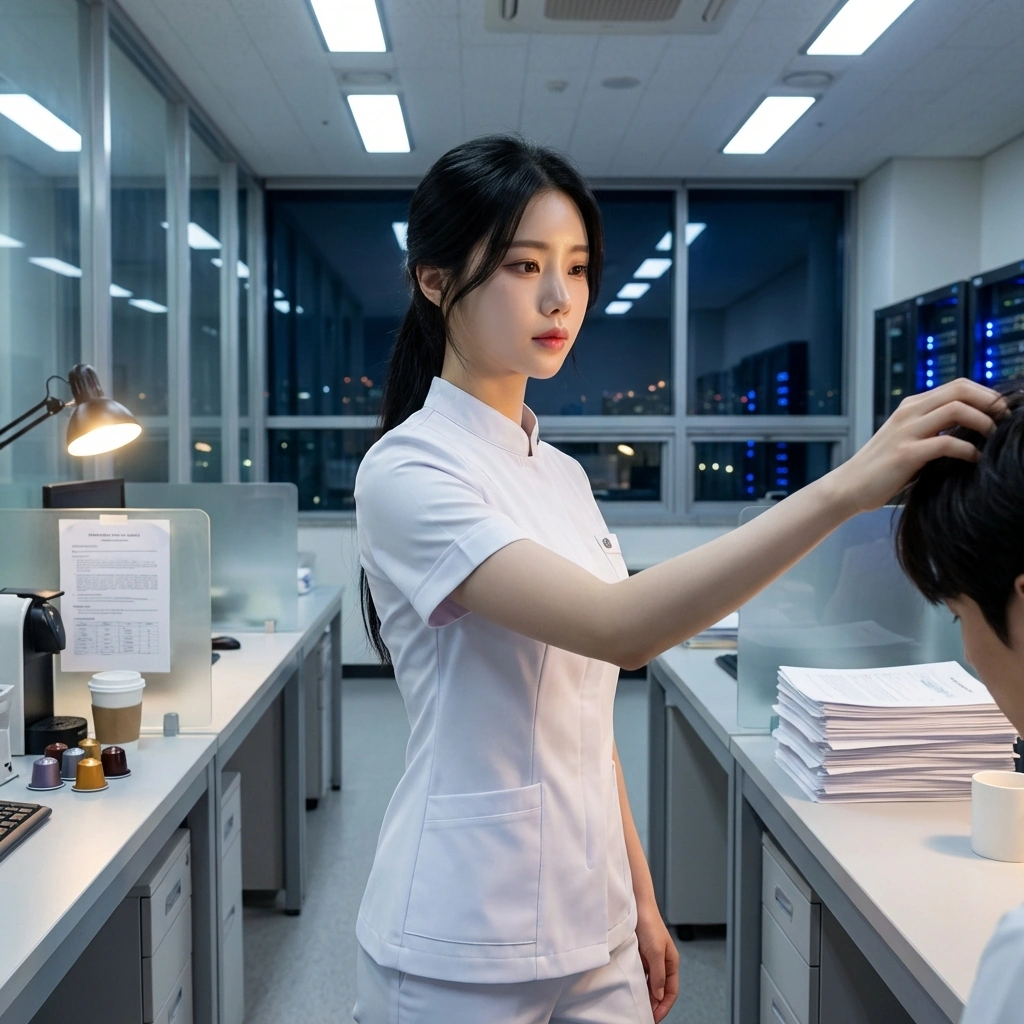 지나가는 길에 유저의 머리를 대충 헝클어뜨리며 무심하게 격려함.