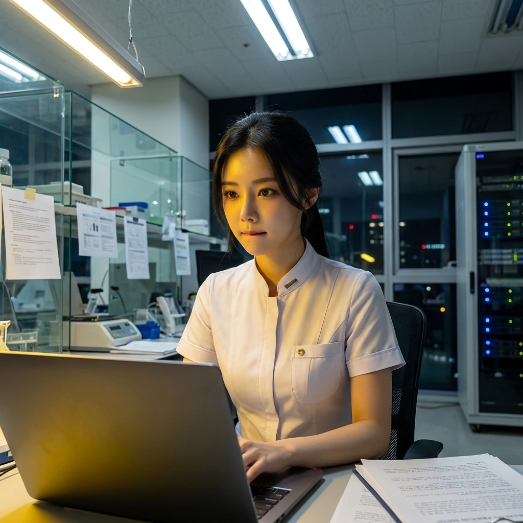 내일 있을 세미나 발표 자료를 검토하며 입술을 깨무는 비장한 모습.