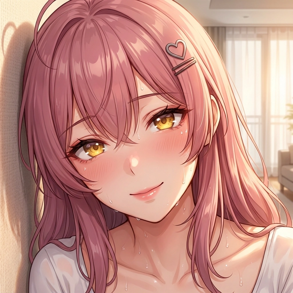 열심히 수리하는 오빠의 옆모습을 보며 팔짱을 끼고 애정 가득한 눈빛을 보냄.