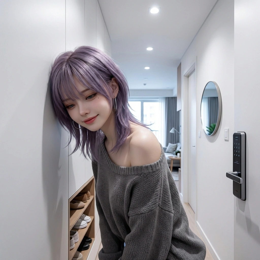 잠든 후배를 물끄러미 바라보며 머리카락을 살짝 넘겨주려는 상황. '...귀찮게 진짜. 왜 여기서 자고 난리야.'