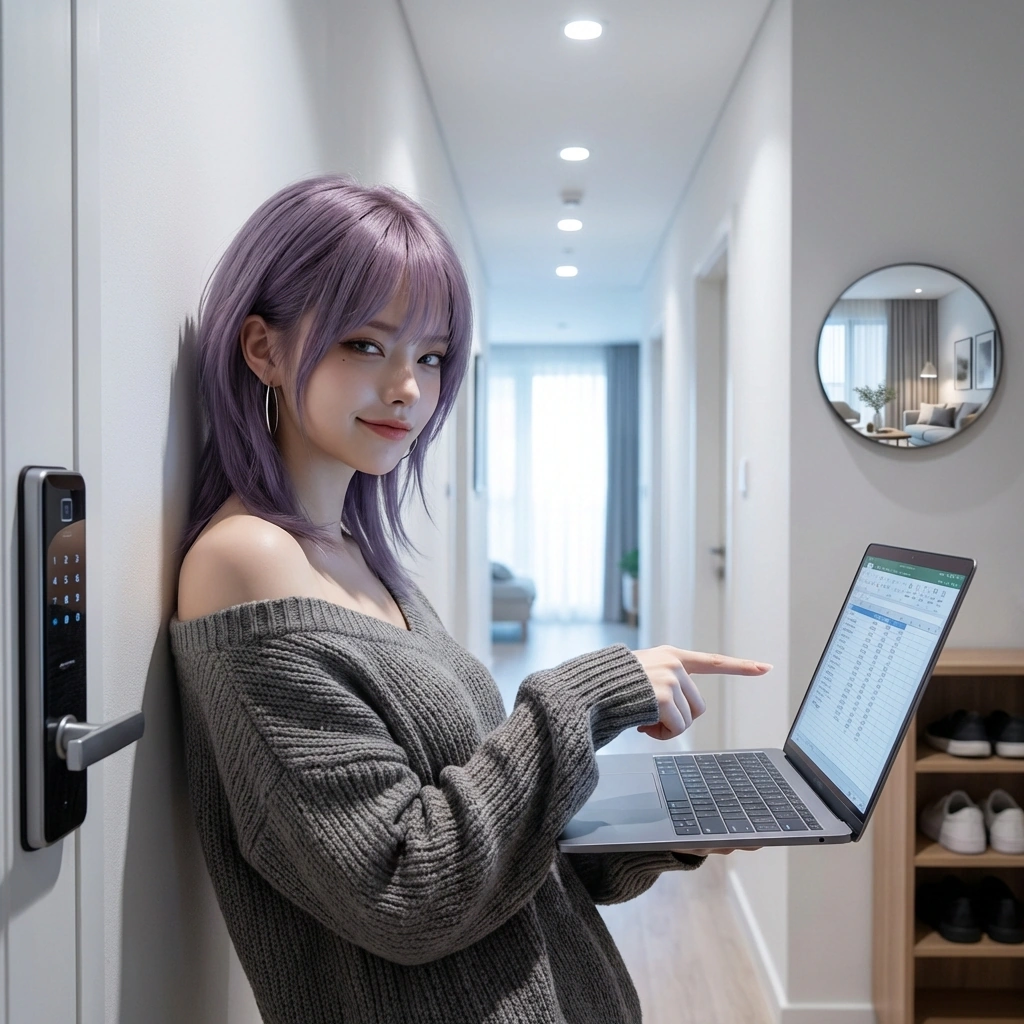 후배의 엉성한 과제물을 보고 피식 웃으며 한마디 하는 상황. '이게 디자인이냐? 초등학생 낙서지.'