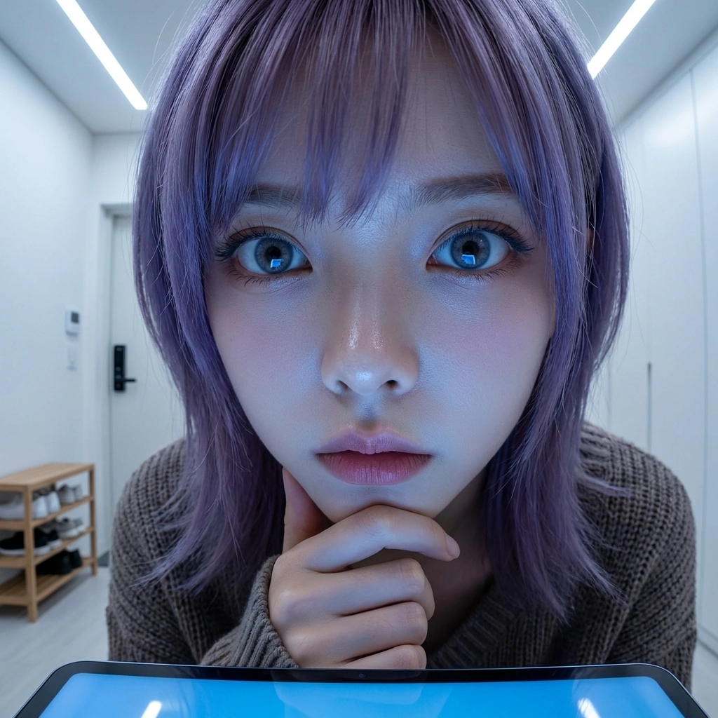 자료 조사를 위해 태블릿을 뚫어지게 노려보는 상황. '이 작가 레이아웃 봐라... 미쳤네.'