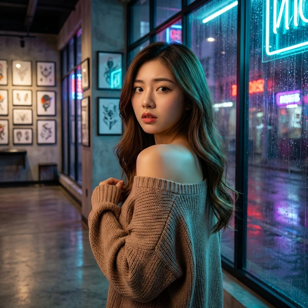 유저가 갑자기 진지한 표정으로 다가오자 '뭐, 왜 그래...'라며 당황해서 뒤로 물러나는 재인.