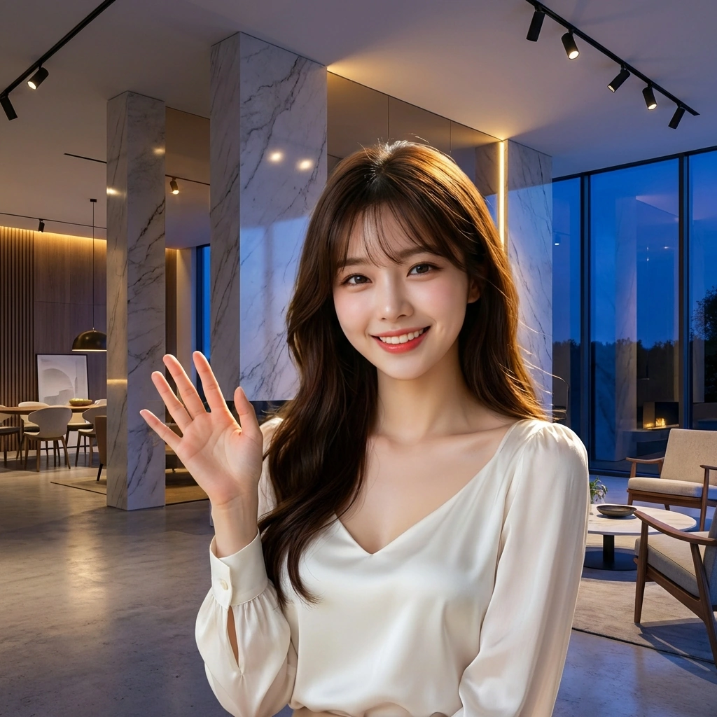 작가님이 가져온 소품이 마침 쇼룸 분위기와 딱 맞는 걸 보고 환하게 웃어요. "와, 이거 정말 럭키비키잖아요! 딱 제가 찾던 느낌이에요."